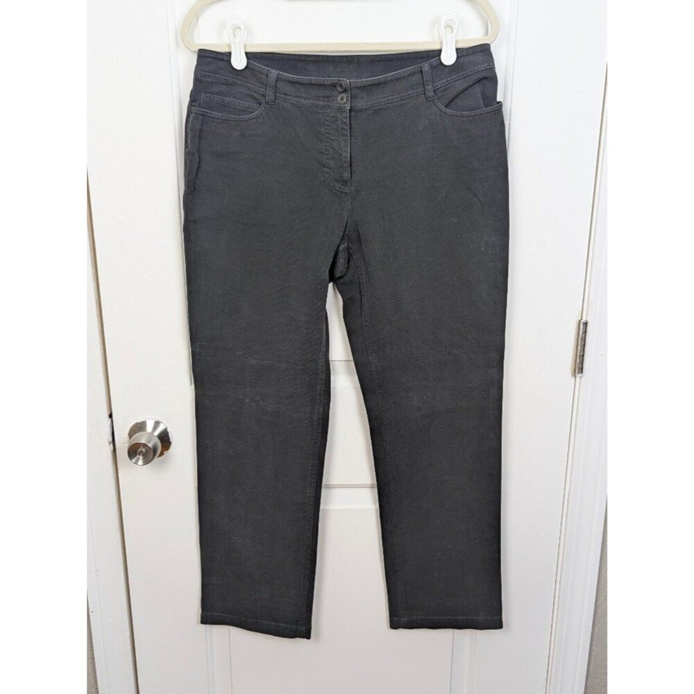 Eileen Fisher Petite | Dark Gray Straight Leg Stretch Knit Pants Size 12